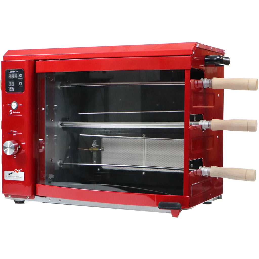 Brazilian Flame Brazilian Gas Rotisserie Grill with 3 Skewers in Red