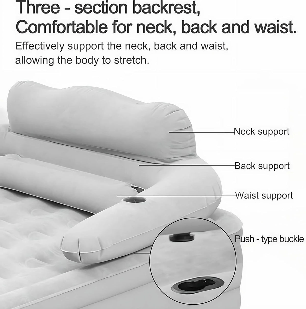 OUYI Inflatable Bed Double Leak-proof mattress with Electric Pump & Pillows Removable Backrest Multifunctional Foldable Air Sofa Guest Bed, 600lb Max(White, Queen Size)