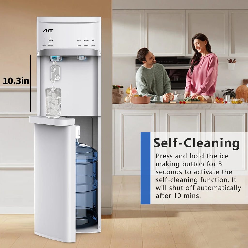 IKT Bottom Loading Water Dispenser Cooler with Maker for 5 Gallon Bottle with Empty Bottle Indicator 3 Temperature 22lbs Within 24hrs White