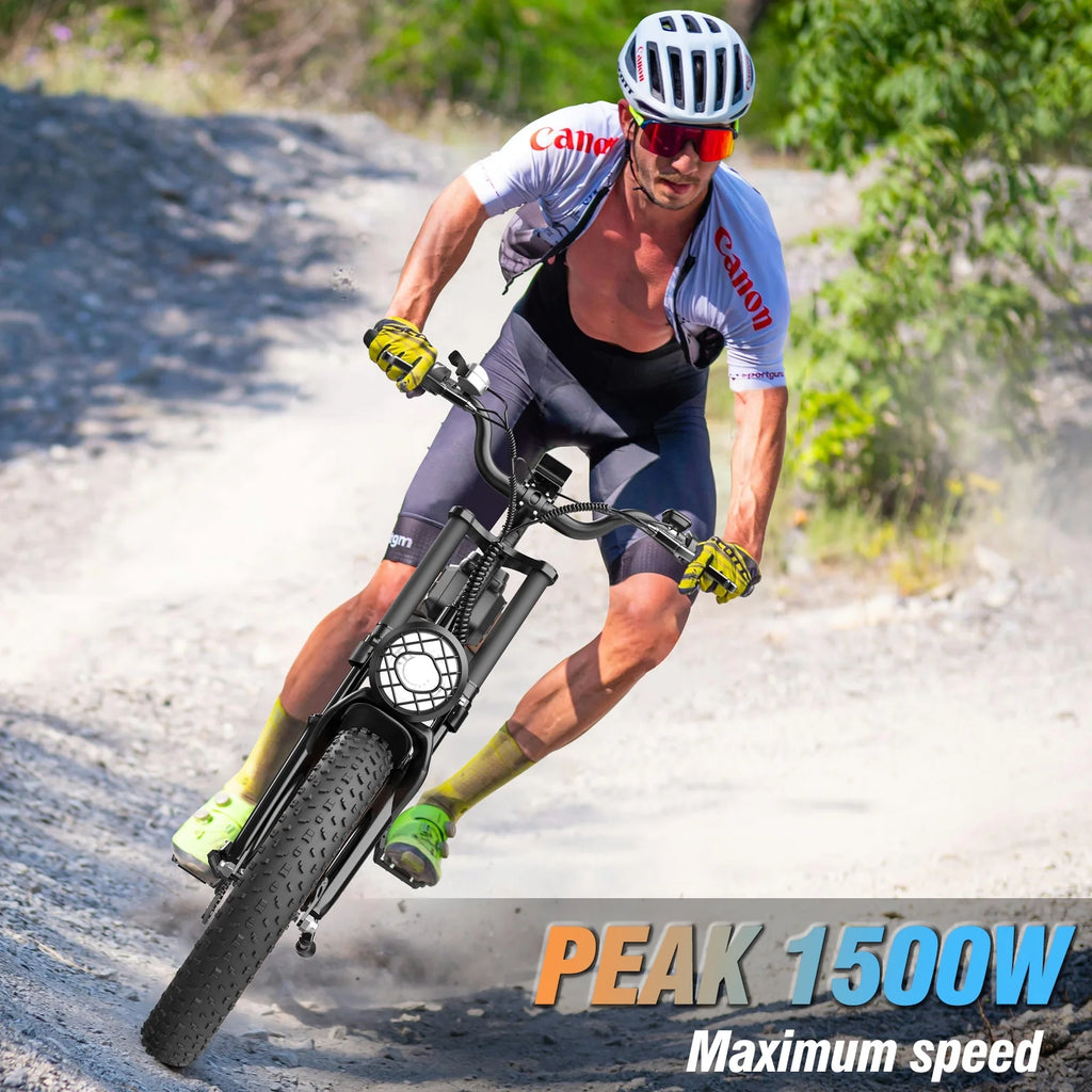 Ridstar 1500W Electric Bike for Adults,33MPH 48V 20Ah Electric Bicycle ,20" Fat Tire Full Suspension Mountain Bike UL2849