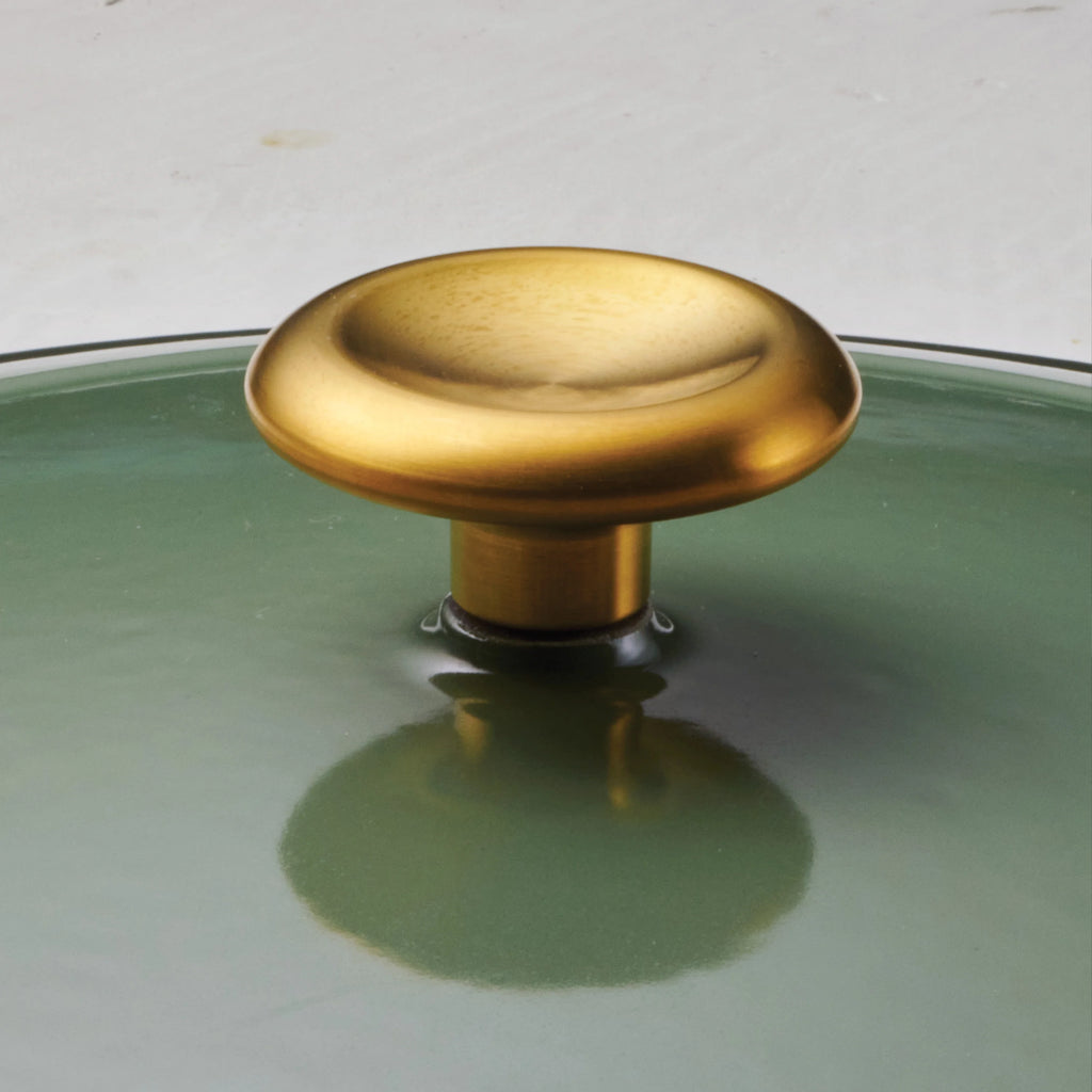 Tramontina Bestow 4-Quart Enameled Cast Iron Braiser with Lid, Cactus with Gold Stainless Steel Knob, Oven-Safe