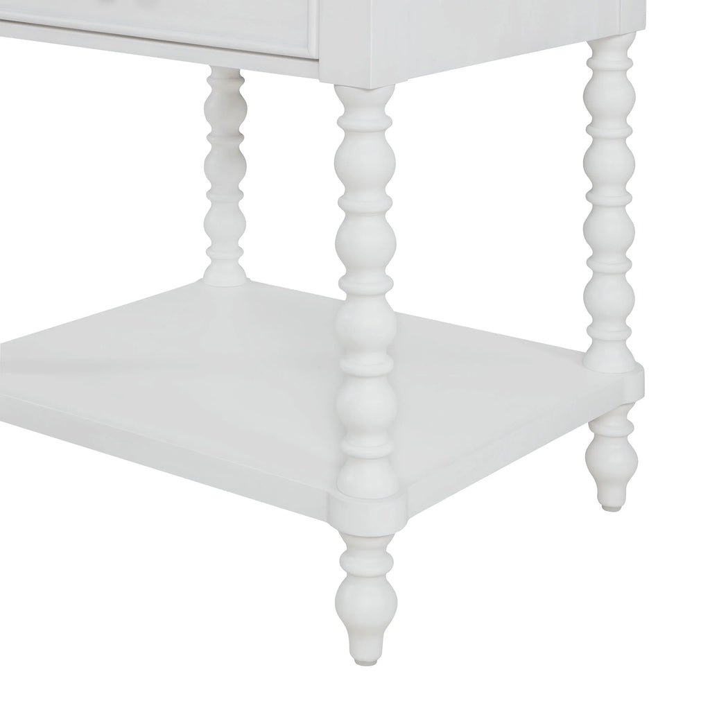 Pioneer Woman Harper Spindle Nightstand with USB Charging Ports, Adults and Teens, White Finish