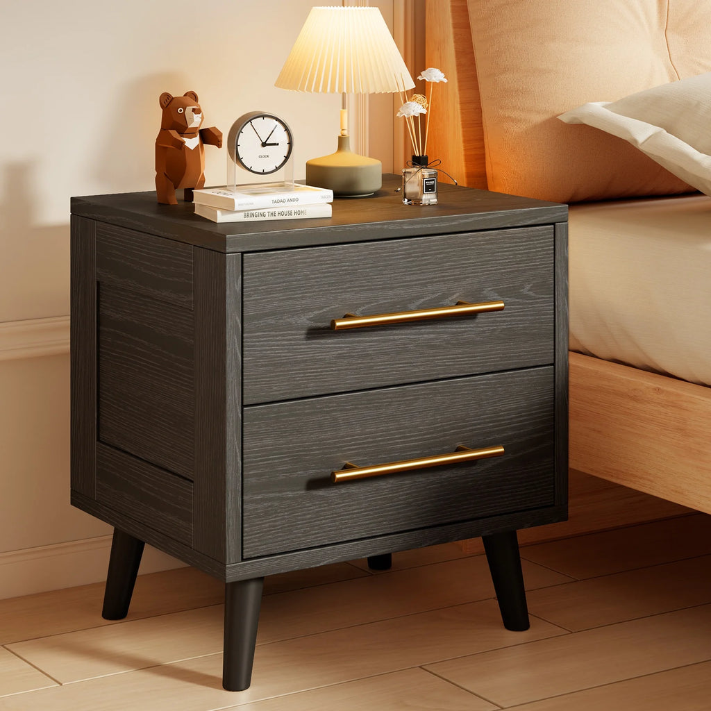 Noelse 3 Piece Bedroom Furniture Set, 6 Drawer Dresser with 2 Nightstands, Modern Wood Storage Organizer with Metal Handles for Bedroom, Living Room,Black
