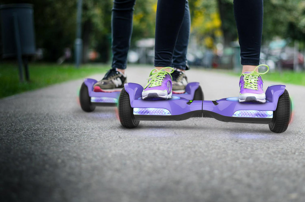 Voyager HoverBeam Purple Hoverboard with Light-up Wheels and Footboard. 185lb limit.