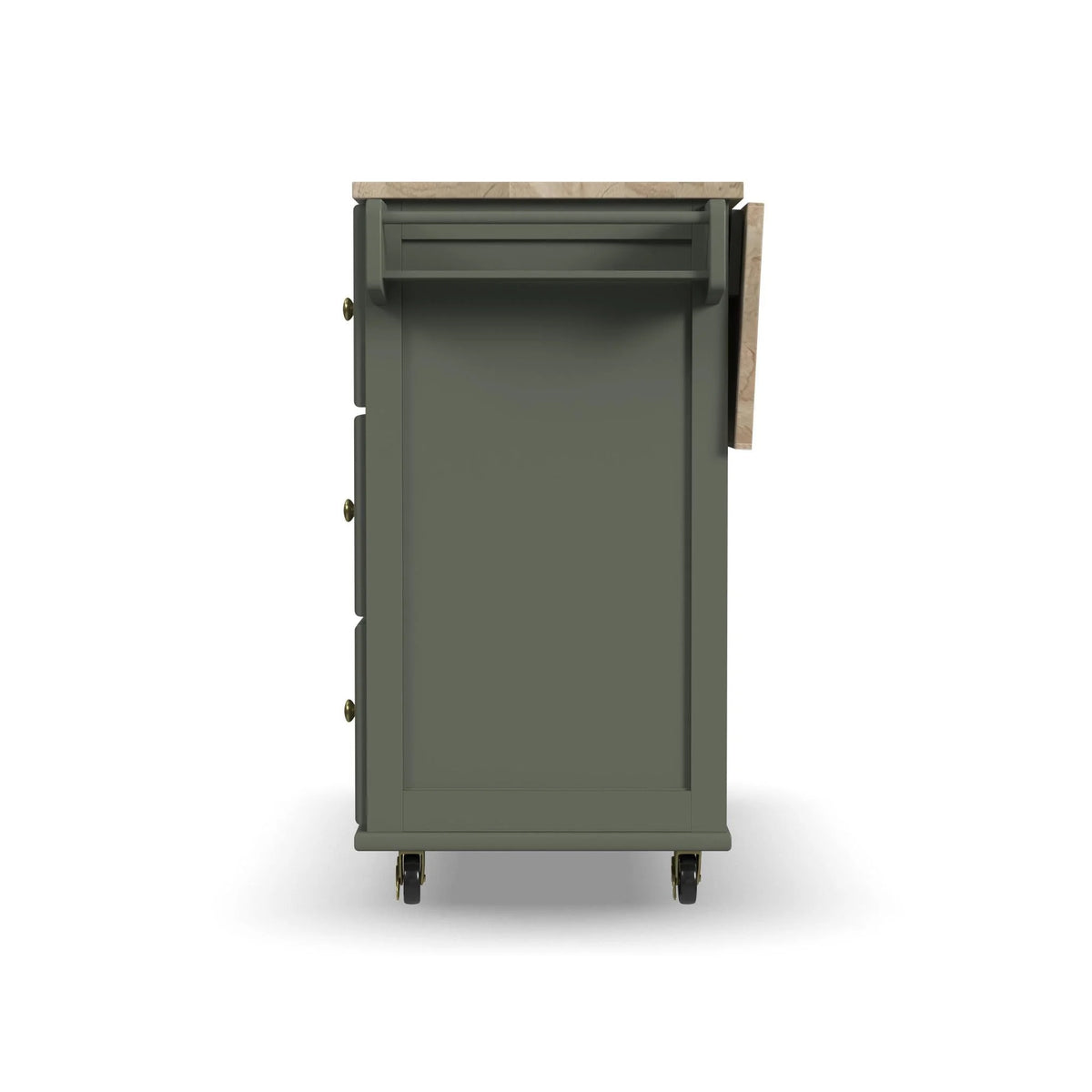 Homestyles Dolly Madison Engineered Wood Kitchen Cart in Sage Green/Brass