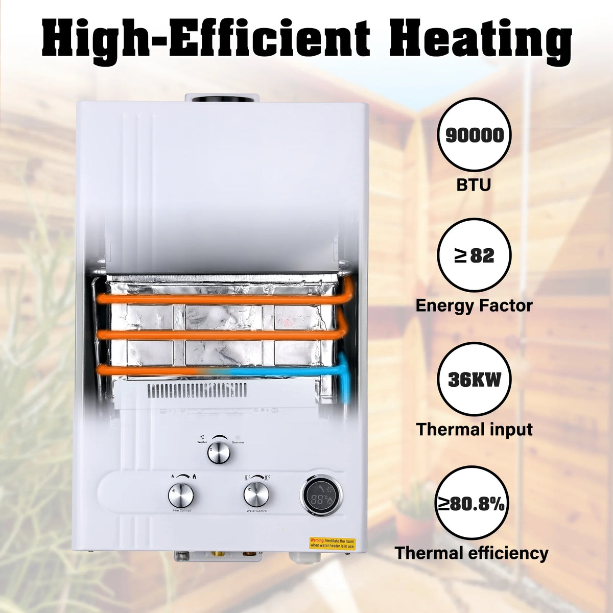 TCFUNDY 4.8 GPM 18L Tankless Water Heater LPG Liquid Propane Gas Instant Hot Boiler with Digital Display