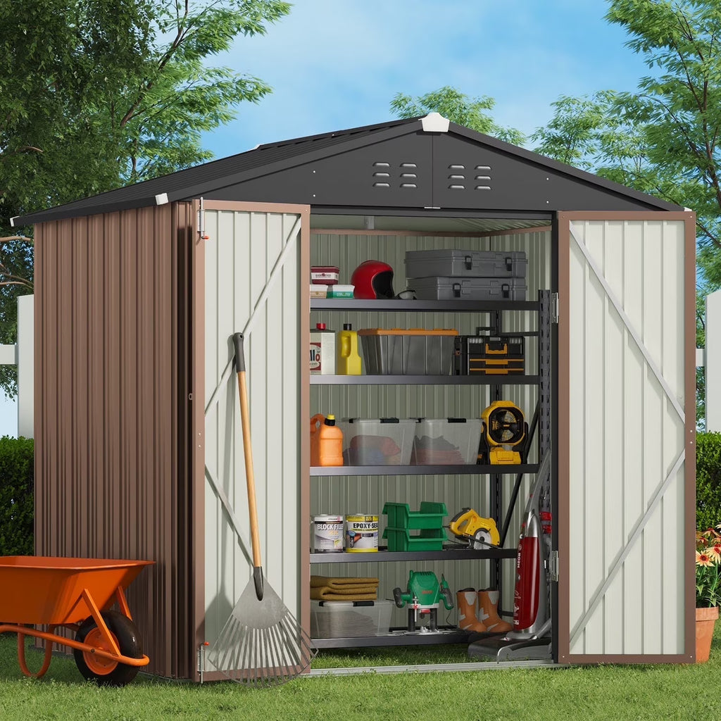 Lockable Lofka 6x4 ft Shed&Outdoor Storage Clearance  - All-Weather Resistant Garden Shed , Grey