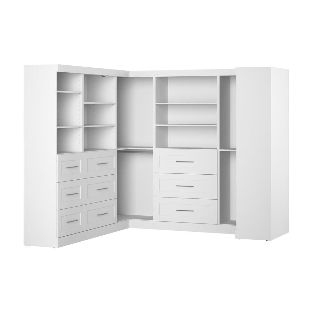 Bestar Pur 161W Walk-In Closet Organizer System in Bark Gray - Engineered Wood