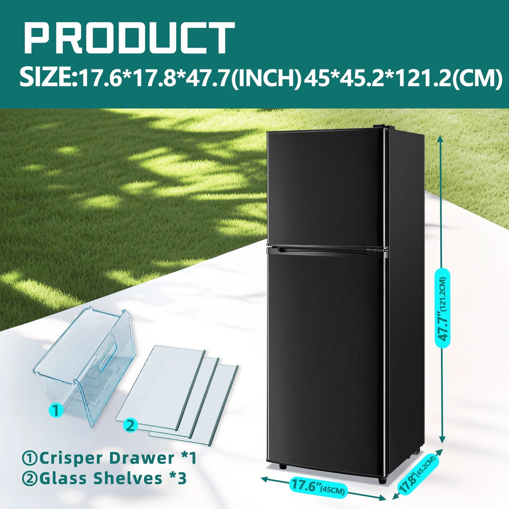 JIEJIA 5.0 Cu.Ft Apartment Size Refrigerators with Separate Freezer, 2 Door Refrigerator, Small Fridge with Freezer, Gray