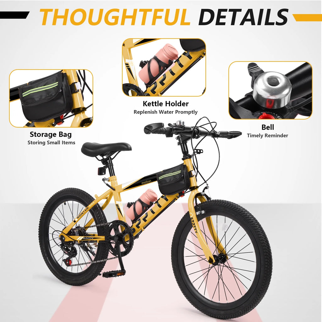 SPPTTY 20-24 inch Bike,6-Speed Mountain Bike for Men Women Boys Girls,Comfort Saddle,Blue