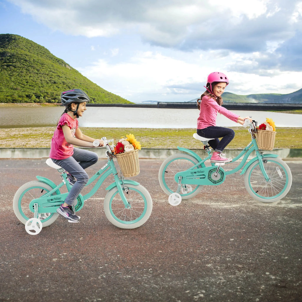 Prorider 16" Kid’s Bike with Training Wheels Adjustable Handlebar Seat Handbrake Pink