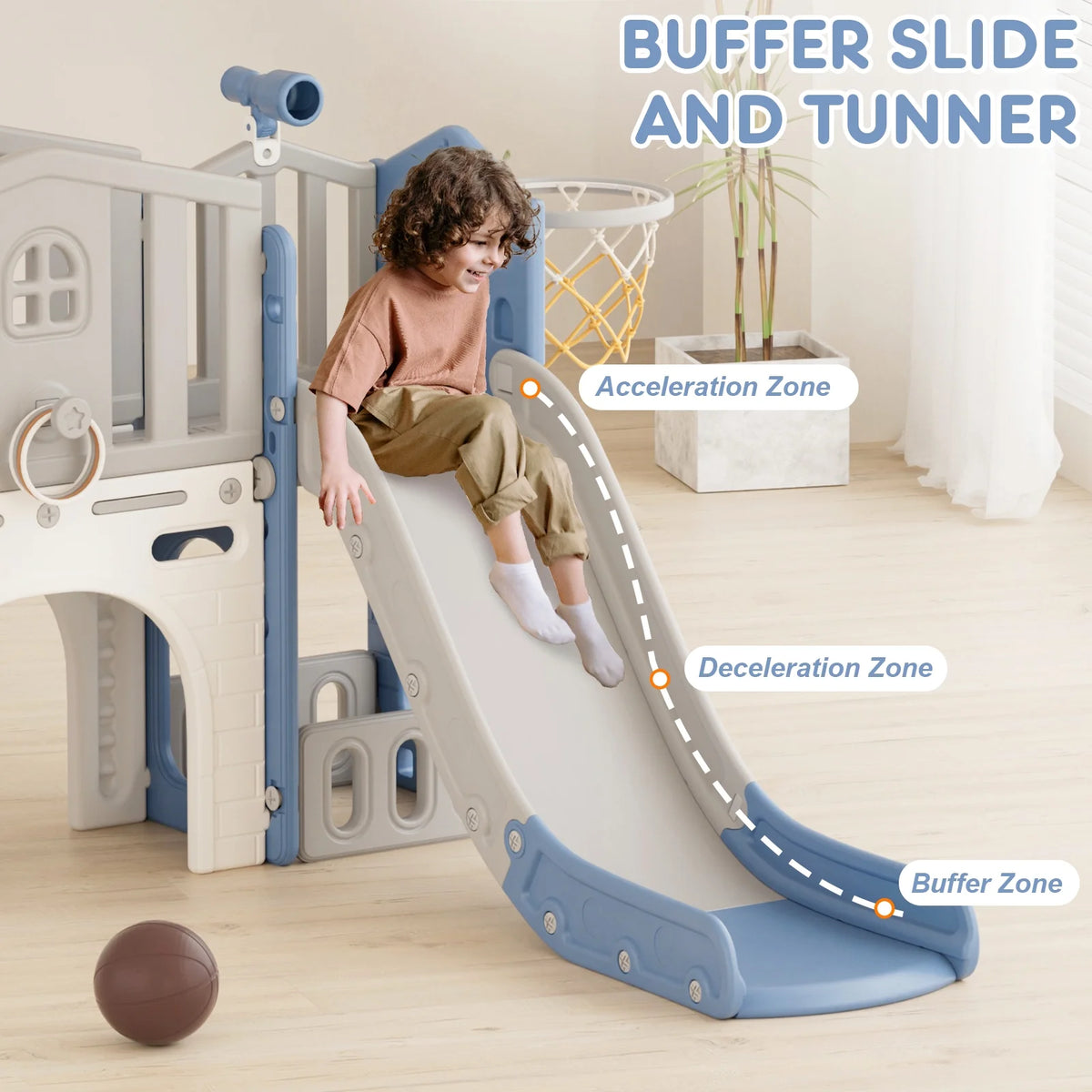 Korimefa 11-in-1 Toddler Slide Set with Golf, Basketball Hoop, Kids Slide for Toddlers Age 1-4, Climber Slip and Slides, Baby Outdoor Toys