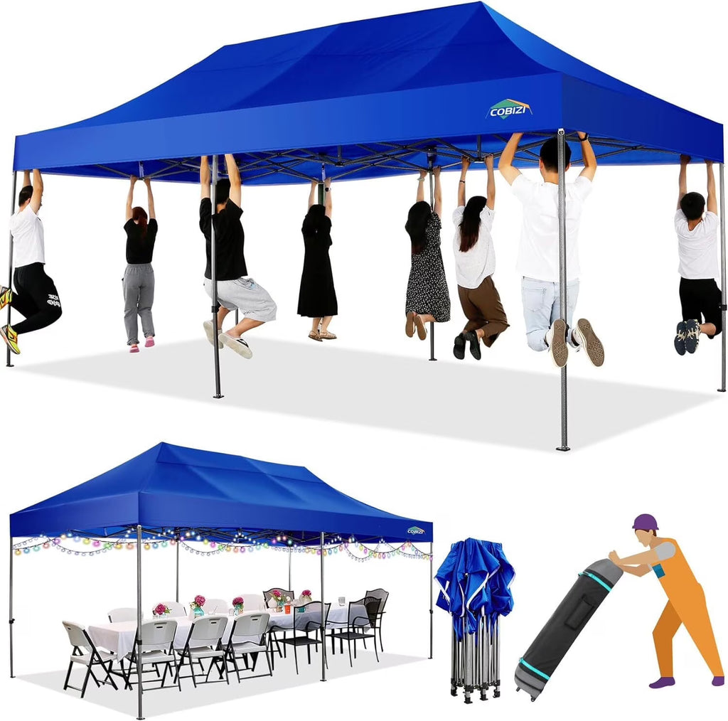 COBIZI 10x15ft Pop up Canopy, Heavy Duty Party Canopy Waterproof Commercial for Outdoor,Black