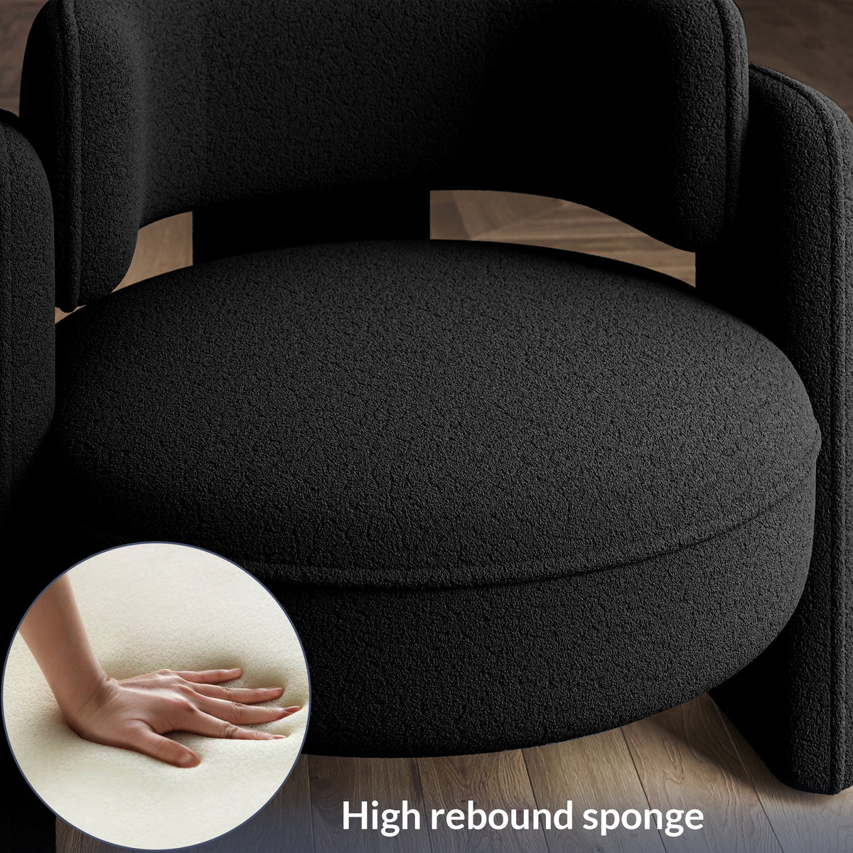 BELLEZE Sherpa Boucle Chair, Modern Barrel Accent Chair Comfy Round Upholstered Armchair Accent Side Chair for Living Room, Bedrooms, Corner - Quinton White