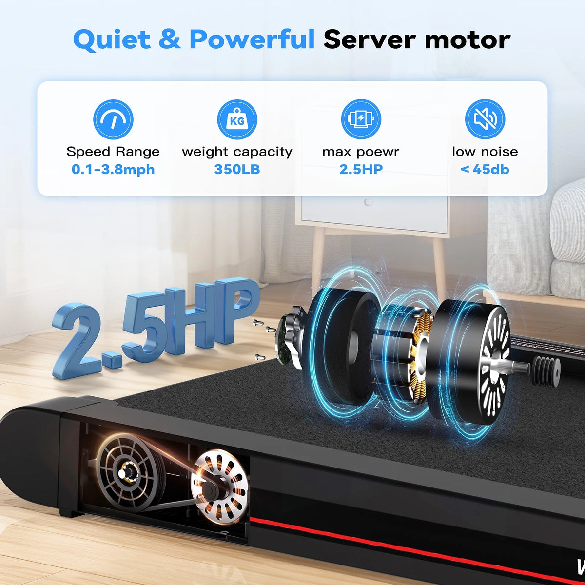 Sperax Walking Pad Treadmill with APP,3 in 1 Portable Under Desk Treadmill Fitness,Walking Vibration Workout Pad with Remote Control