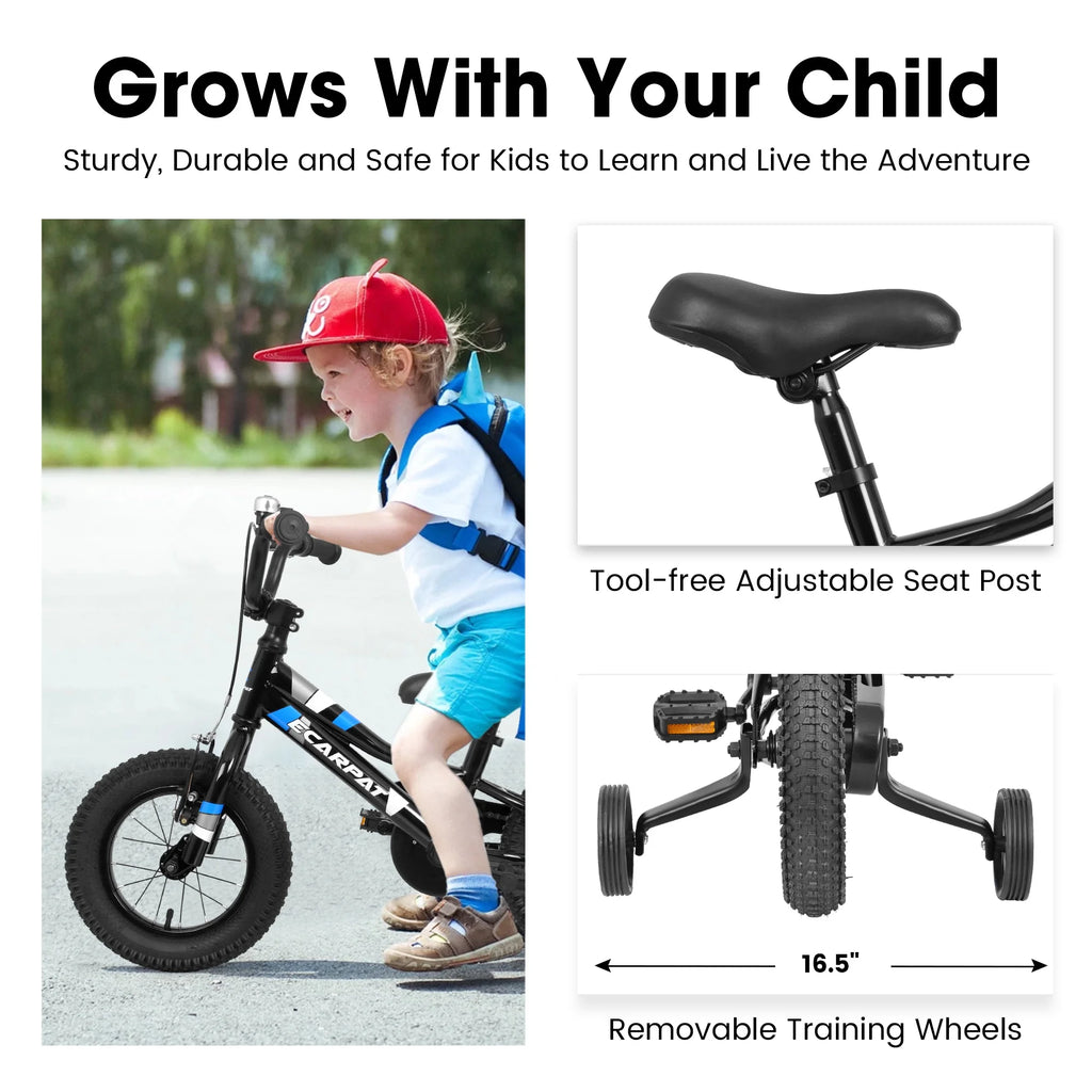 iRerts Kids Bike with Training Wheels, 18 Inch Boys Girls Bike for Kids Ages 4-9 Years Old, Children Bicycle with Front V Brake, Rear Holding Brake, Red