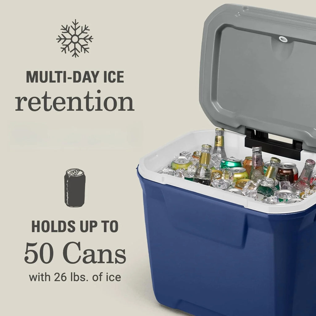 Classic Series Insulated Portable Rolling Cooler with Wheels, Leak-Resistant Outdoor Hard Cooler Keeps Ice up to 5 Days, 62-Quart