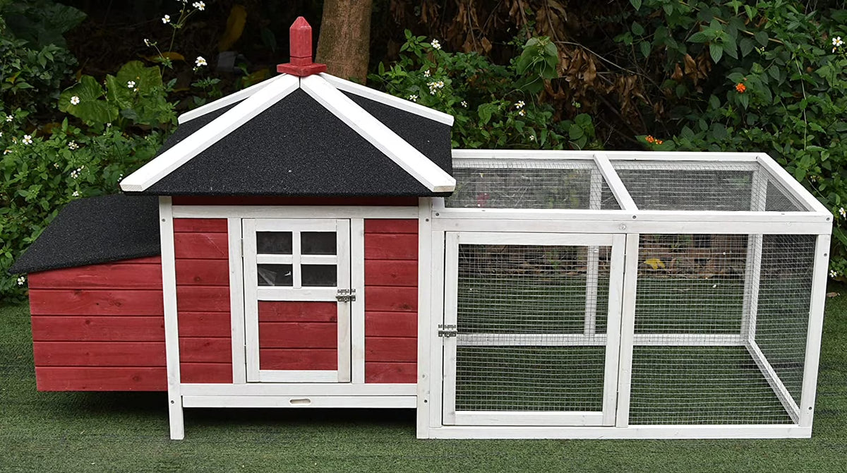 77" Solid Wood Backyard Chicken Coop with 2 Nesting Boxes