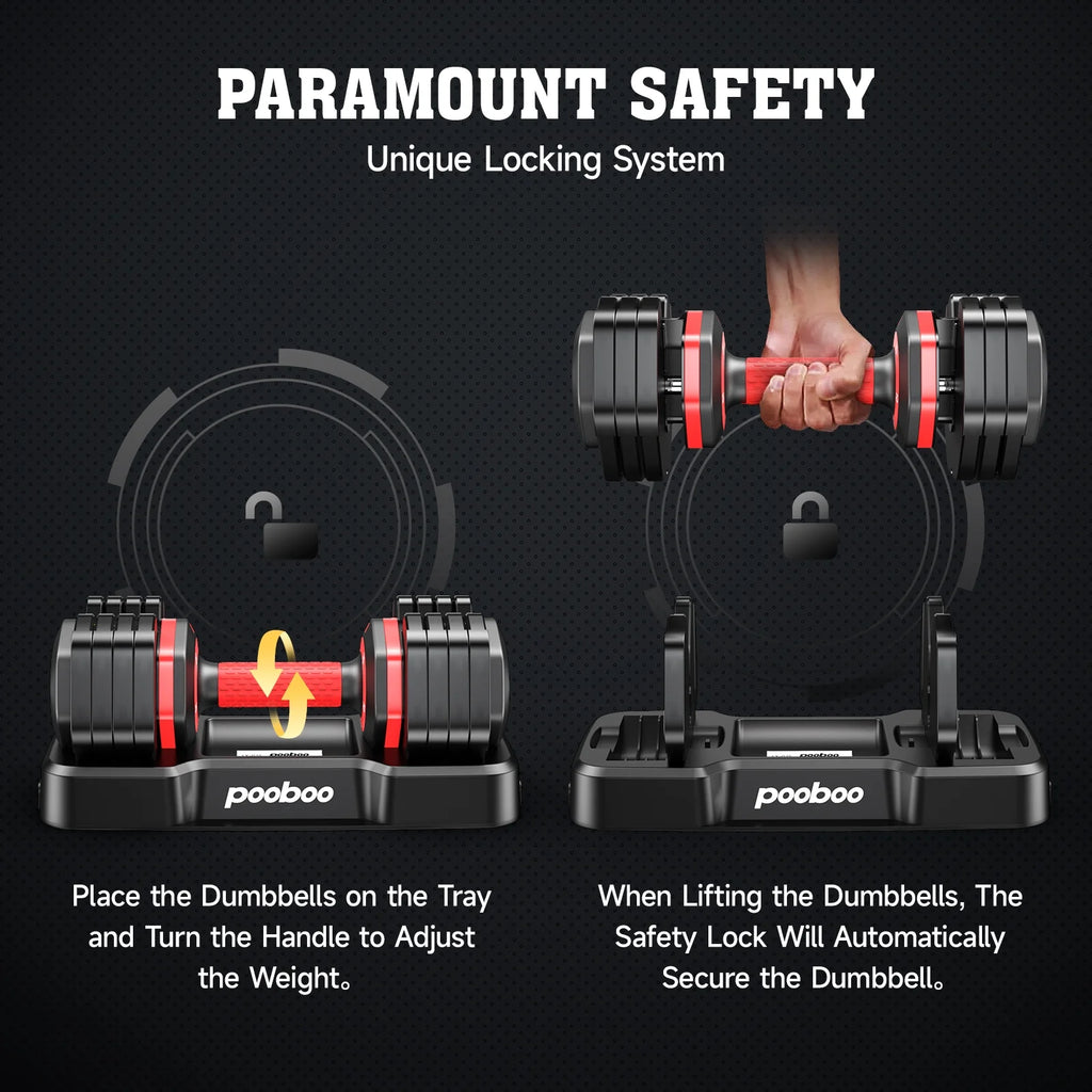 (1 Pair) LNOW 50lbs Quick Select Adjustable Dumbbells for Home Gym 5 in 1 Free Weights 5/10/15/20/25lb/50lb Dumbbell with Anti-Slip Handle, Suitable for Home Gym Exercise Equipment