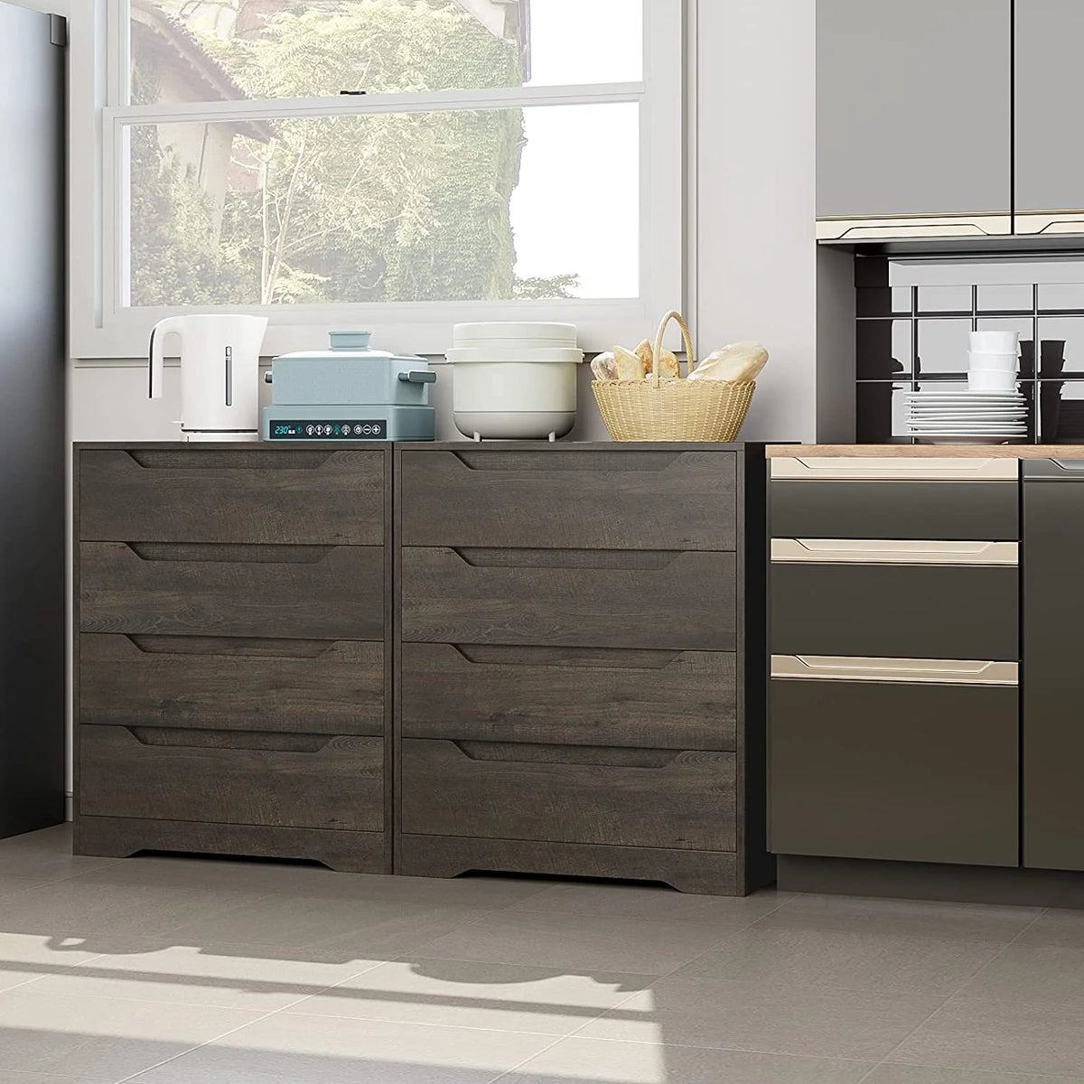 Homfa 4 Large Drawers Dresser, Modern Wood Chest of Drawers for Bedroom Hallway Living Room, White