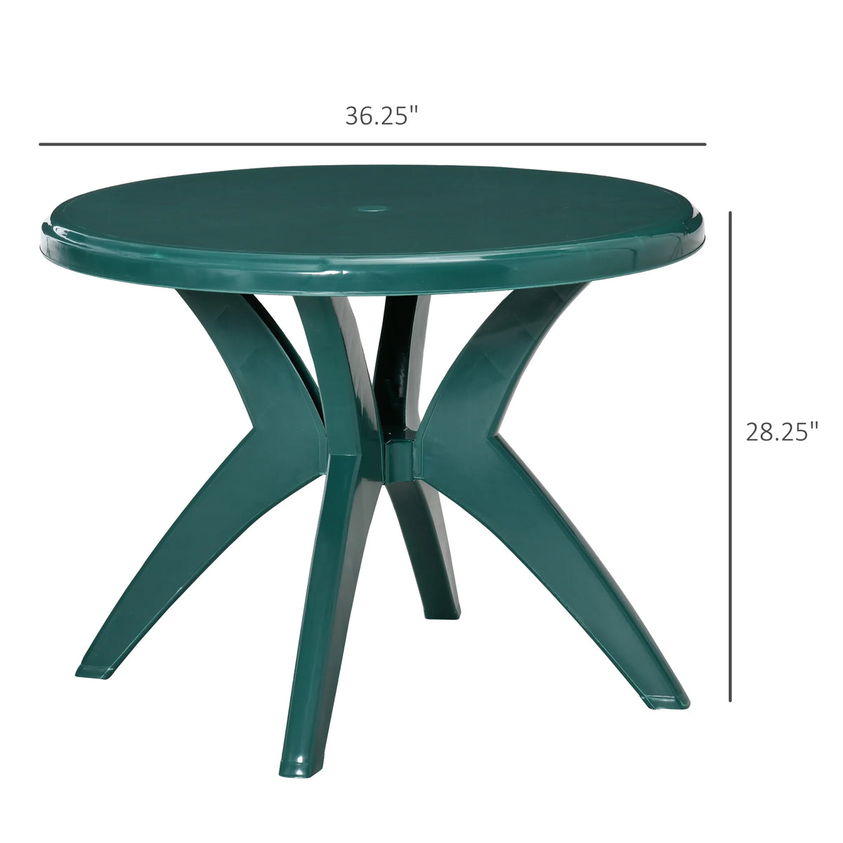 SKTPI Outdoor Plastic Dining Table w/ Umbrella Hole, Outdoor End Table, Patio Coffee Bistro Table for Indoor, Garden, Porch, Balcony, White