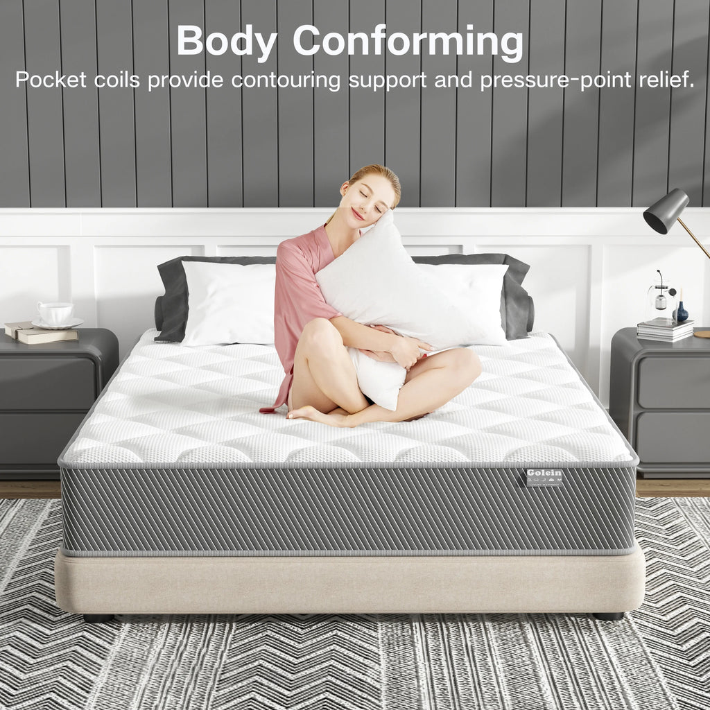 Queen Size Mattress, 12 Inch Memory Foam Hybrid Mattress Full Size in a Box, Back Pressure & Pain Relief, Medium Firm Mattresses, Motion Isolation,CertiPUR-US