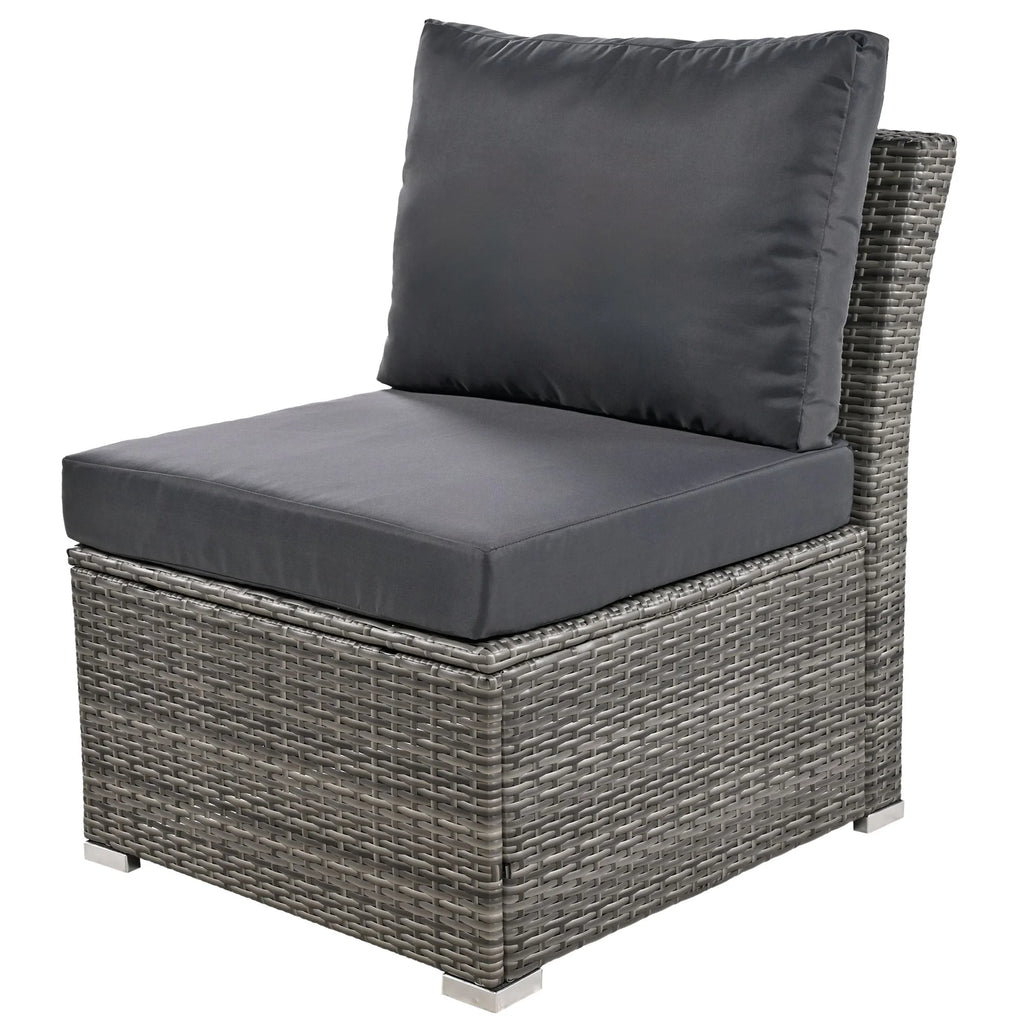 9 Pieces Outdoor Patio Furniture Set Outdoor Sectional Rattan Sofa Set Manual Wicker Patio Conversation Set with Ottomans, Solid Wood Coffee Table for Yard Deck Porch(Grey)