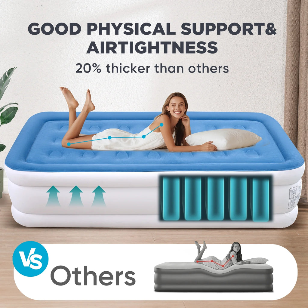 EGGORY King Size Air Mattress with Built-in Pump Inflatable Air Beds, Puncture-Resistant for Camping & Trip & Home