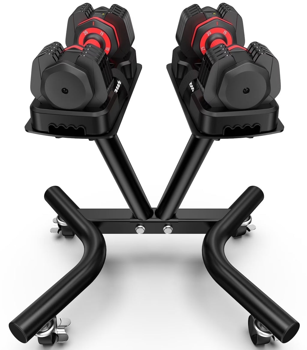 (1 Pair) LNOW 50lbs Quick Select Adjustable Dumbbells for Home Gym 5 in 1 Free Weights 5/10/15/20/25lb/50lb Dumbbell with Anti-Slip Handle, Suitable for Home Gym Exercise Equipment