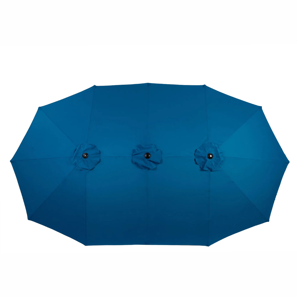 Outdoor Patio Umbrella, 15FT Double-Sided Solar Umbrella with Crank, Large Umbrella for Pool Yard, with 12pcs Steel Ribs, Dark Green
