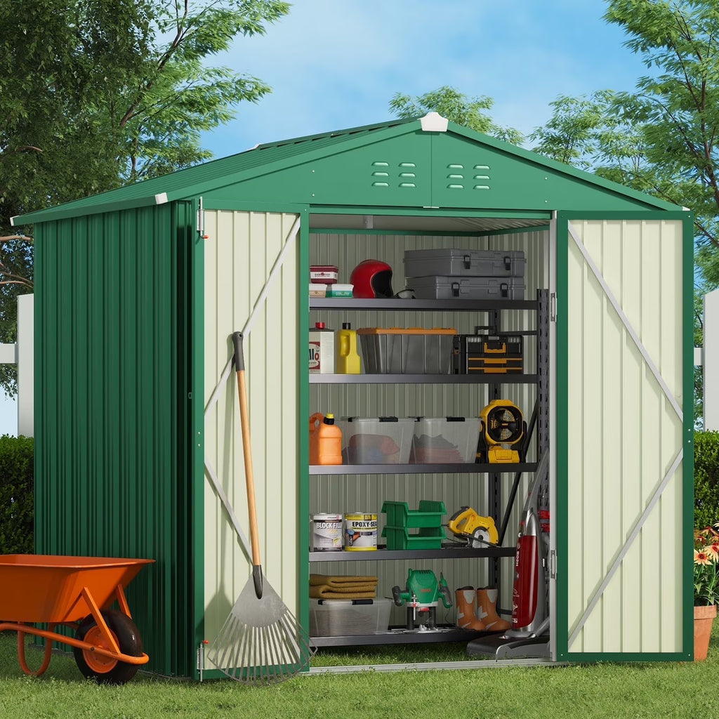 Lockable Lofka 6x4 ft Shed&Outdoor Storage Clearance  - All-Weather Resistant Garden Shed , Grey