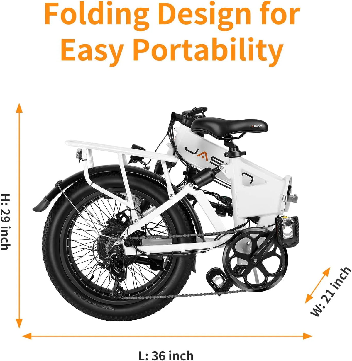 Jasion EB7 2.0 Electric Bike for Adults, 500W Motor Electric Bicycles with 48V 10AH Removable Battery, 20" Fat Tire Foldable Electric Bike with Dual Shock Absorber, 7-Speed