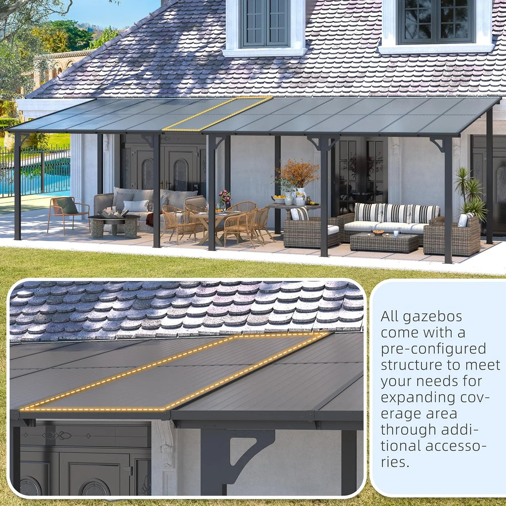 YODOLLA 8' x 10' Hardtop Gazebo Outdoor Aluminum Pergola For Garden, Patio, Backyard-Dark Gray