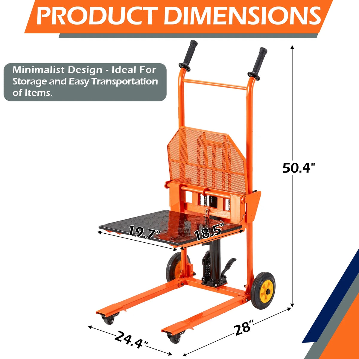 AECOJOY Hydraulic Material Lift Pallet Truck 500 Lbs,Lift Table Cart,32" Max Lift Height Pallet Truck Jack with Lockable Swivel Casters Ideal for Warehouse, Workshop and Garage Use