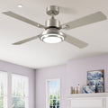 Dextrus 52'' Ceiling Fan with Light and Remote Control, 6 Speeds, 5 Timer Settings, and Dual-Finish Blades (Nickel)