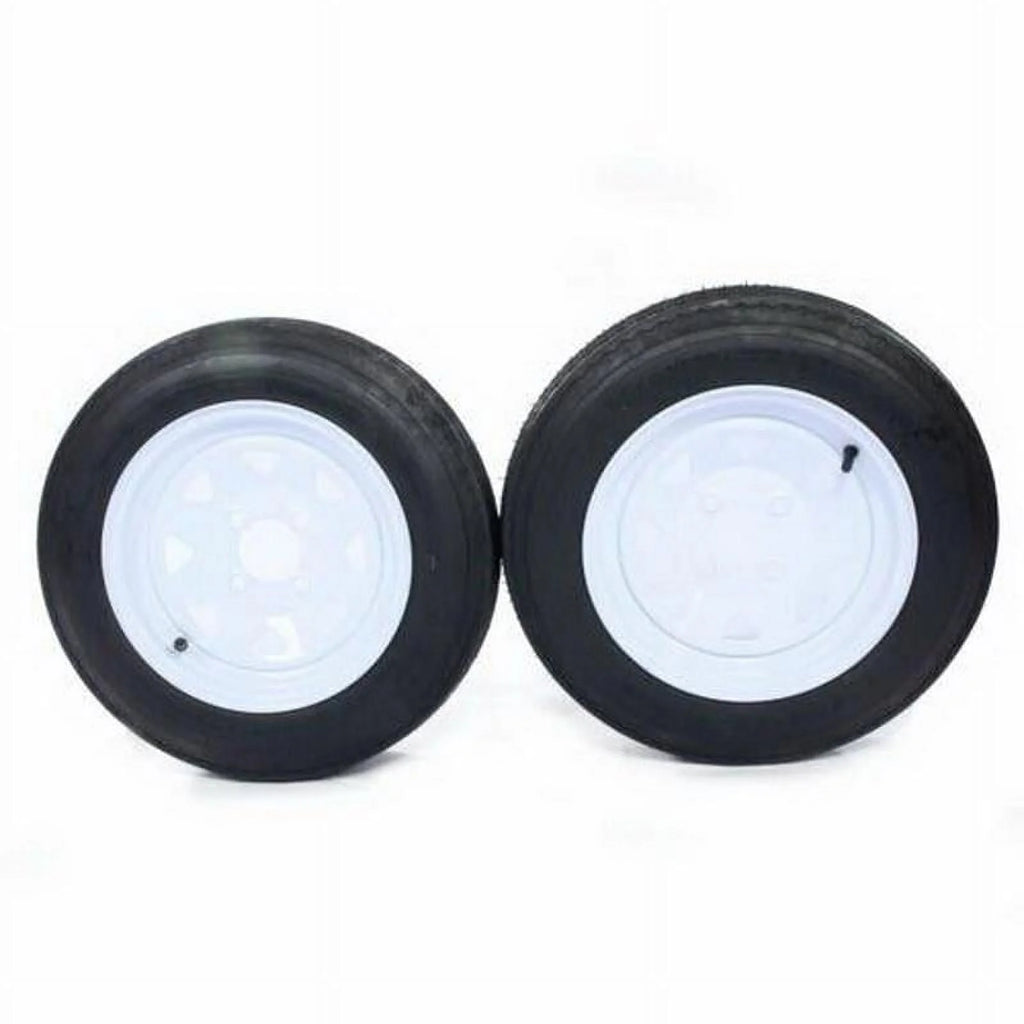 Ktaxon 1 Pair of Trailer Tires & Rims 4.80-12 480-12 4.80 X 12 4 Lug Wheel White Spoke 780LBS