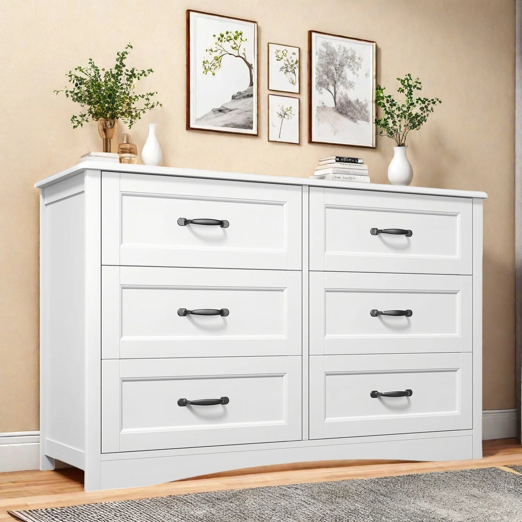 Dresser for Bedroom, Lofka 6-Drawer Wood Dresser with Anti-Tip Safety for Closet| Living Room