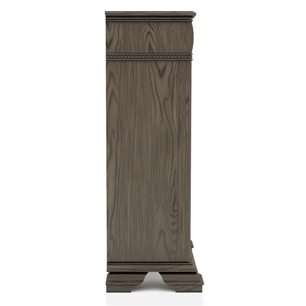 FOA Charo 6pc Gray Wood Bedroom Set-King Nightstands