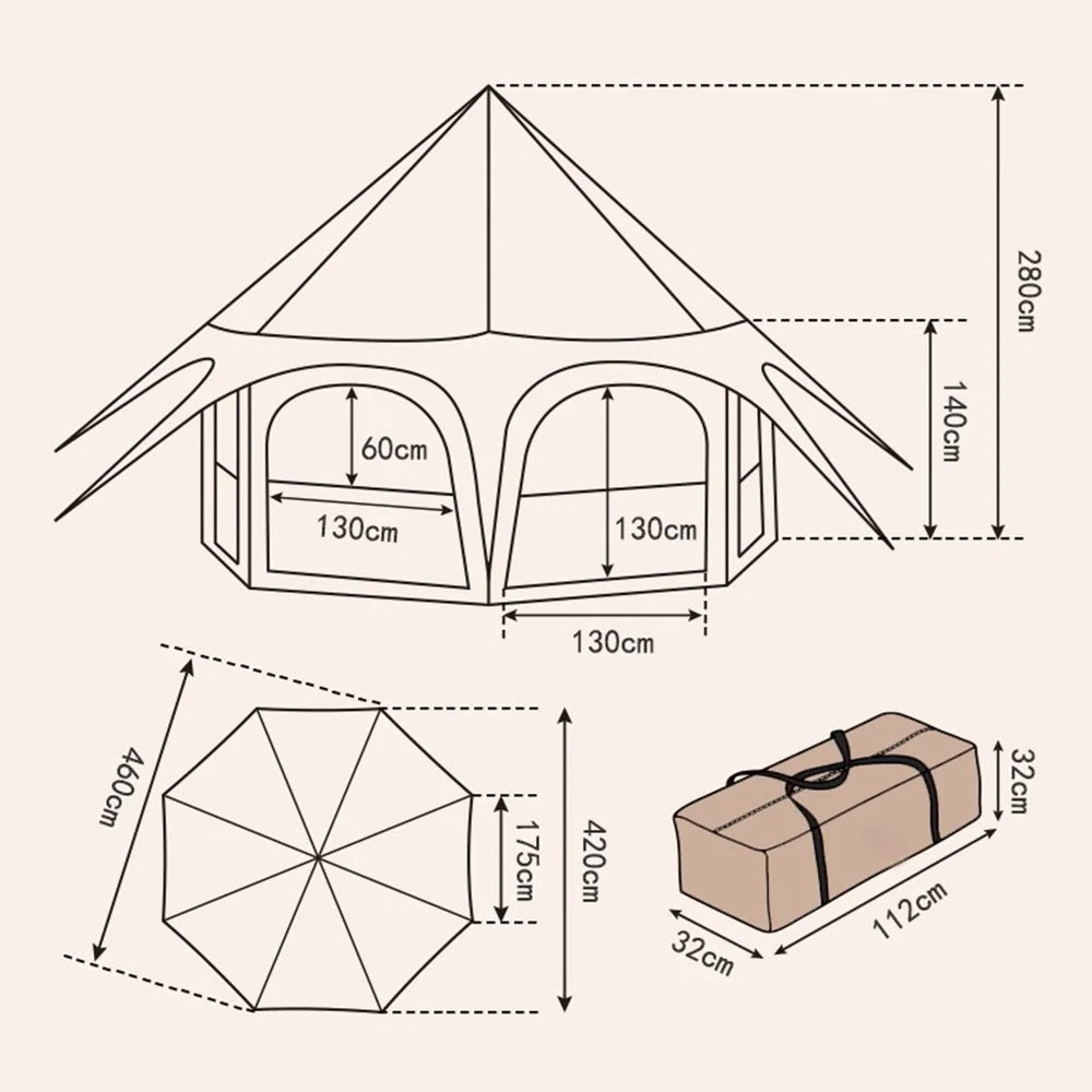 Latourreg Glamping  15FT Bell Tent 4.6m Yurt Tent with Stove Jack, Zipped Removable Floor for Family Camping