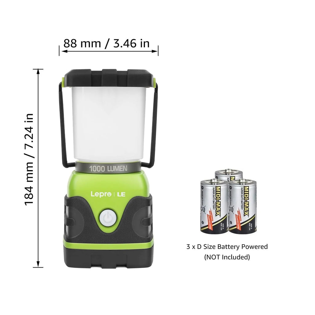 Lepro 2-Pack LED Camping Lanterns, 1000LM Battery Powered Camping Tent Light , 4 Light Modes and IPX4 Waterproof , Perfect Camping Accessories for Hurricane, Emergency, Survival Kits, Hiking, Fishing