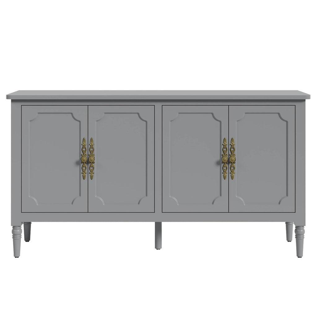 May in Color Console Cabinet, 58'' Wood Sideboard Buffet Cabinet with Storage & 4 Doors, Mid Century Modern Pantry Cabinet for Entryway, Living Room, Bedroom, Dining Room, Green