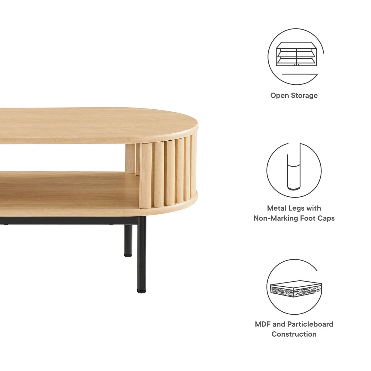 Modway Fortitude Wood Coffee Table in Walnut Black