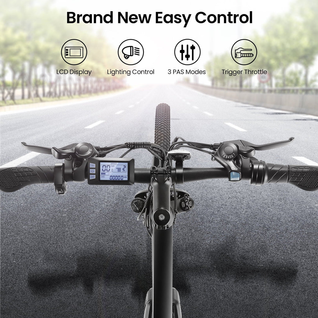 Funcid Electric Bike, Electric Bike for Adults 26'' E-Bikes 350W Adult Electric Bicycle, 19.8MPH Electric Mountain Bike with Lockable Suspension Fork, Removable Battery, Shimano 21-Speed Gears-Blue
