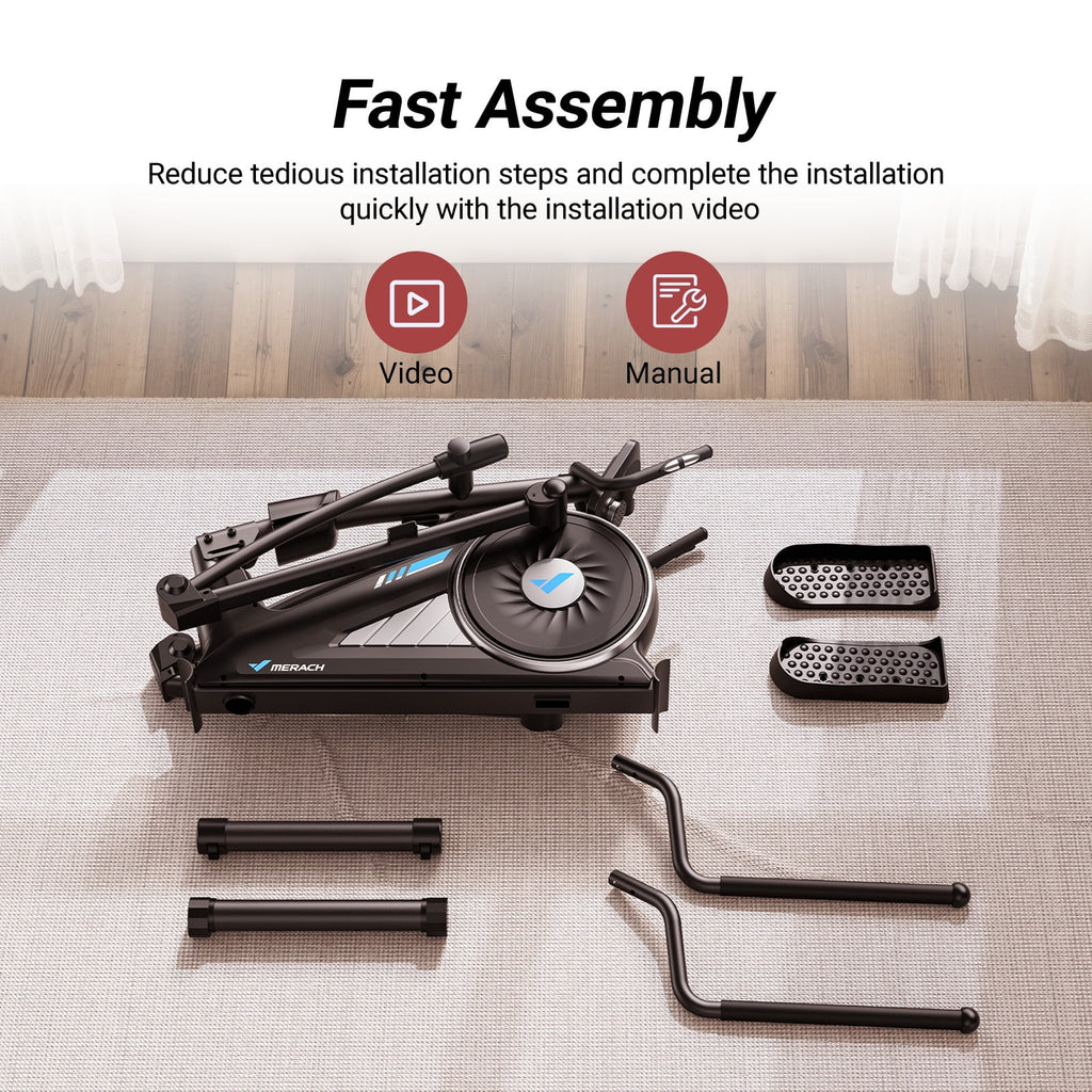 MERACH Smart Elliptical Machines, 16 Resistance Levels Compact Elliptical Exercise Machine for Home with Hyper-Quiet Magnetic Driving System, Elliptical Trainer with 15.5IN Stride