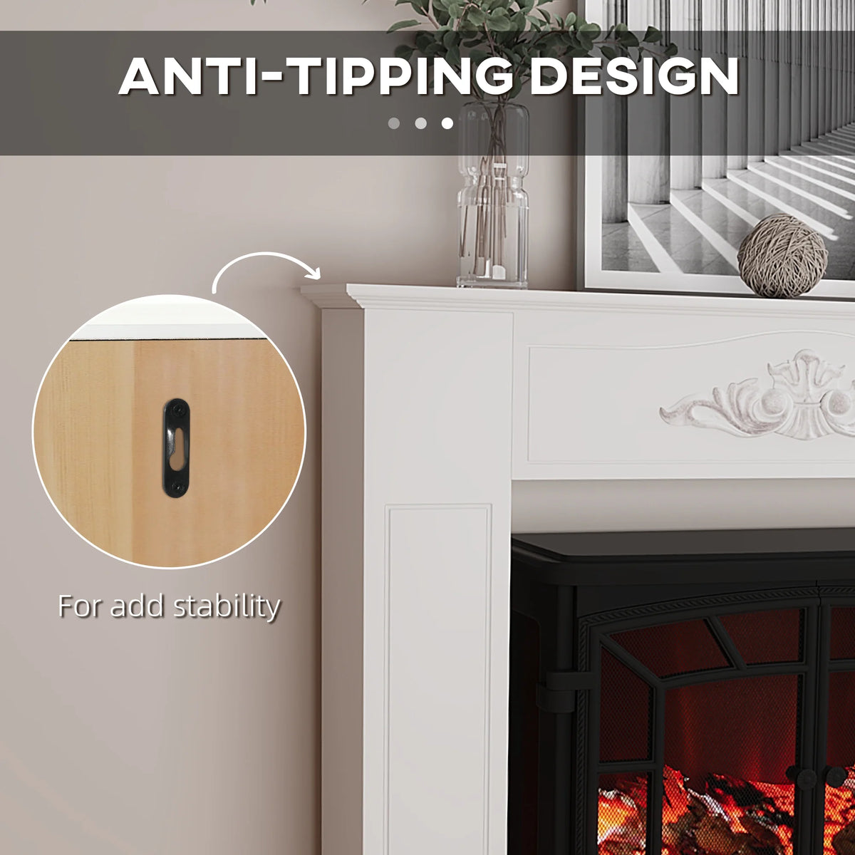 HOMCOM 44.75 Inch Fir Wood Fireplace Mantel Stove Surround, Freestanding Electric Fireplace Mantel, White