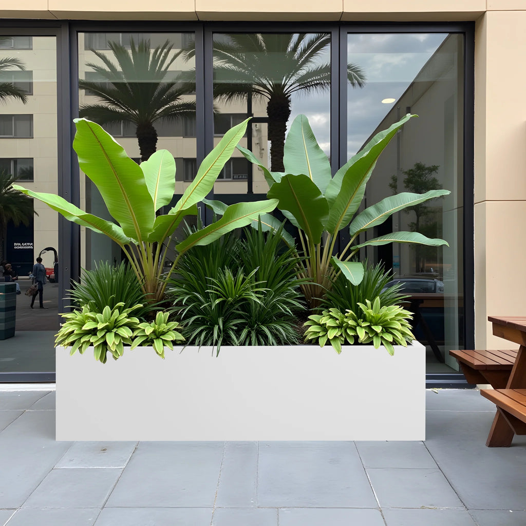 MAYEERTY 36*9*9" Gray Modern Large Rect Metal Planter Box with Drainage Hole for Outdoor Gardening & Balcony