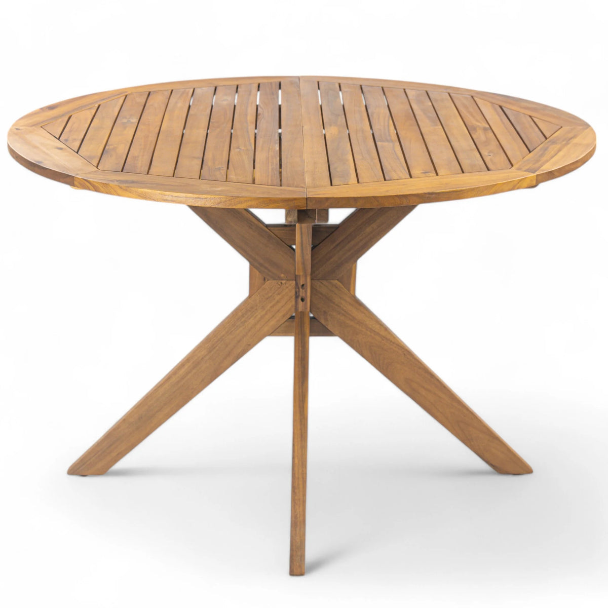 GDF Studio Brigitte Outdoor Round Acacia Wood Dining Table, Teak