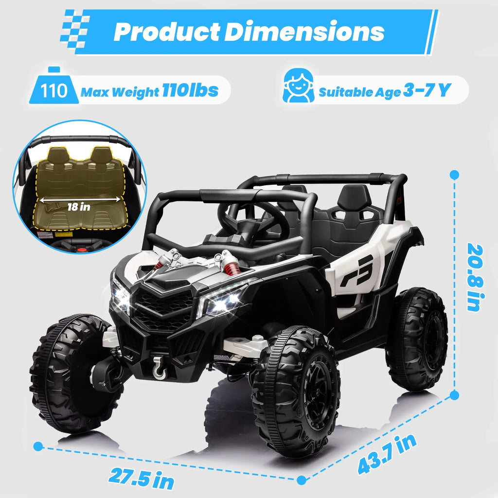 Joyracer 4WD 24 Volt Ride on Toys, 2 Seater Power Car wheels UTV with 800W Motors, Remote Control, Bluetooth Music, Spring Suspension, LED Light, Pink