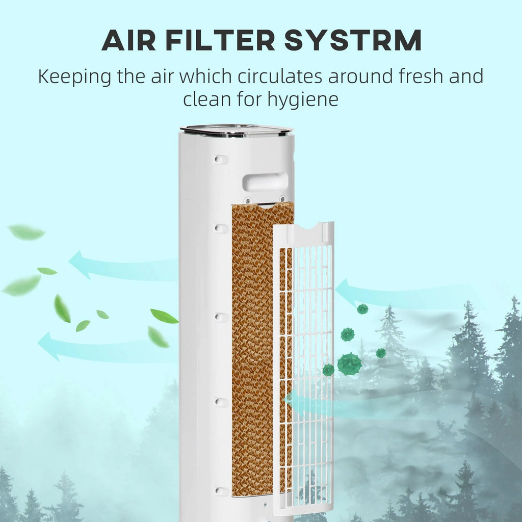 Resenkos 42" 3-In-1 Evaporative Air Cooler with Water Tank, Ice Cooling Fan with Humidifier, 52 Oscillating Portable Swamp Cooler, White