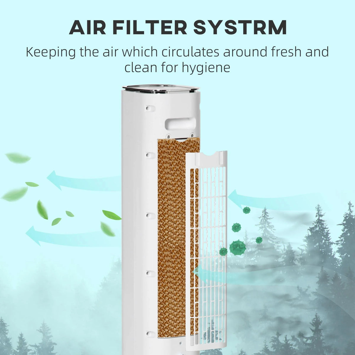 Resenkos 42" 3-In-1 Evaporative Air Cooler with Water Tank, Ice Cooling Fan with Humidifier, 52 Oscillating Portable Swamp Cooler, White
